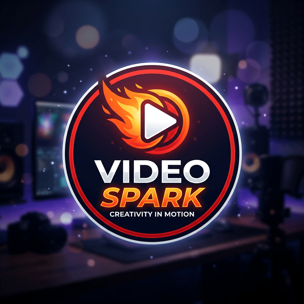 Video Spark logo with flaming play button and text 'Creativity in Motion'